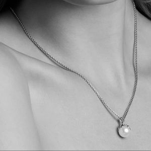Starburst Pearl Pendant with Diamonds on Chain